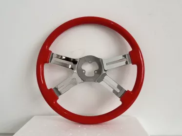 Steering Wheel 4 Spoke Chrome Red