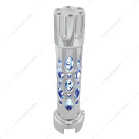 Austin Style Gun Cylinder Gearshift Knob With Led 13/15/18 Speed Adapter- Chrome/Blue