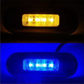 Led Multi-Volt Clear/Amber/Blue Flush Mount With Stainless Steel Trim