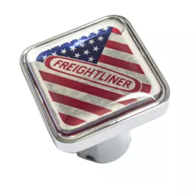 Freightliner Logo Square Knob Us Flag Red/Chrome