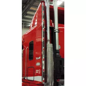 Stainless Steel Wing Extensions Red LED To Suit Freightliner Argosy